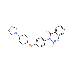 Cc1nc2ccccc2c(=O)n1-c1ccc(O[C@H]2CC[C@@H](N3CCCC3)CC2)cc1 ZINC000101224450