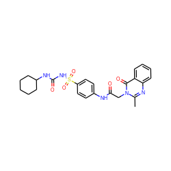 Cc1nc2ccccc2c(=O)n1CC(=O)Nc1ccc(S(=O)(=O)NC(=O)NC2CCCCC2)cc1 ZINC001772615571