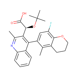 Cc1nc2ccccc2c(-c2cc(F)c3c(c2C)CCCO3)c1[C@H](OC(C)(C)C)C(=O)O ZINC000095575709