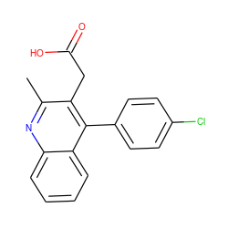 Cc1nc2ccccc2c(-c2ccc(Cl)cc2)c1CC(=O)O ZINC000169334480