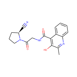 Cc1nc2ccccc2c(C(=O)NCC(=O)N2CCC[C@H]2C#N)c1O ZINC000096270285