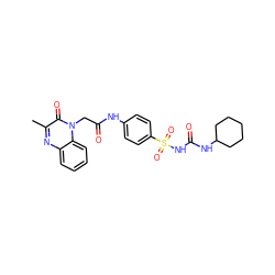 Cc1nc2ccccc2n(CC(=O)Nc2ccc(S(=O)(=O)NC(=O)NC3CCCCC3)cc2)c1=O ZINC001772636320