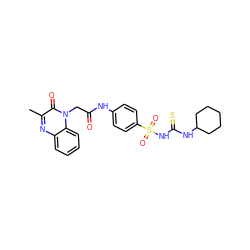 Cc1nc2ccccc2n(CC(=O)Nc2ccc(S(=O)(=O)NC(=S)NC3CCCCC3)cc2)c1=O ZINC001772593636