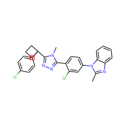 Cc1nc2ccccc2n1-c1ccc(-c2nnc(C3(c4ccc(Cl)cc4)CCC3)n2C)c(Cl)c1 ZINC000040957065