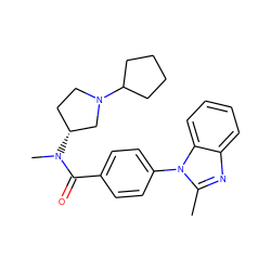 Cc1nc2ccccc2n1-c1ccc(C(=O)N(C)[C@@H]2CCN(C3CCCC3)C2)cc1 ZINC000072123275