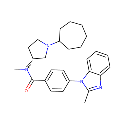 Cc1nc2ccccc2n1-c1ccc(C(=O)N(C)[C@@H]2CCN(C3CCCCCC3)C2)cc1 ZINC000072124692