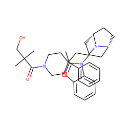 Cc1nc2ccccc2n1C1C[C@@H]2CC[C@H](C1)N2CCC1(c2ccccc2)CCN(C(=O)C(C)(C)CO)CC1 ZINC000071280656