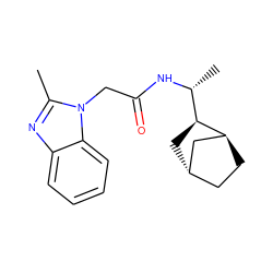 Cc1nc2ccccc2n1CC(=O)N[C@H](C)[C@@H]1C[C@H]2CC[C@H]1C2 ZINC000102286272