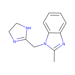 Cc1nc2ccccc2n1CC1=NCCN1 ZINC000073292130