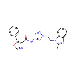 Cc1nc2ccccc2n1CCn1cc(NC(=O)c2ncoc2-c2ccccc2)cn1 ZINC001772616239