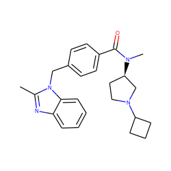 Cc1nc2ccccc2n1Cc1ccc(C(=O)N(C)[C@@H]2CCN(C3CCC3)C2)cc1 ZINC000072124465