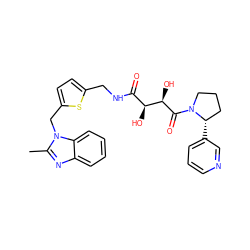 Cc1nc2ccccc2n1Cc1ccc(CNC(=O)[C@H](O)[C@@H](O)C(=O)N2CCC[C@@H]2c2cccnc2)s1 ZINC000071340681