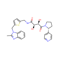 Cc1nc2ccccc2n1Cc1ccc(CNC(=O)[C@H](O)[C@@H](O)C(=O)N2CCC[C@@H]2c2ccncc2)s1 ZINC000071341138