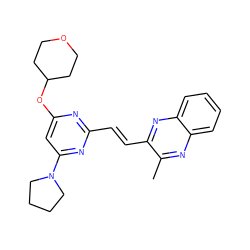 Cc1nc2ccccc2nc1/C=C/c1nc(OC2CCOCC2)cc(N2CCCC2)n1 ZINC000095572337