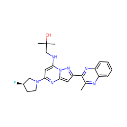 Cc1nc2ccccc2nc1-c1cc2nc(N3CC[C@@H](F)C3)cc(NCC(C)(C)O)n2n1 ZINC000149990105