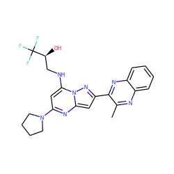 Cc1nc2ccccc2nc1-c1cc2nc(N3CCCC3)cc(NC[C@H](O)C(F)(F)F)n2n1 ZINC000150089494