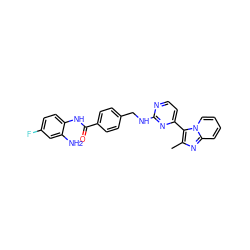 Cc1nc2ccccn2c1-c1ccnc(NCc2ccc(C(=O)Nc3ccc(F)cc3N)cc2)n1 ZINC000095594445