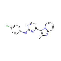 Cc1nc2ccccn2c1-c1ccnc(Nc2ccc(Cl)cc2)n1 ZINC000014945885