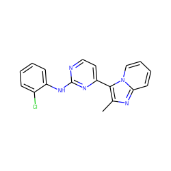 Cc1nc2ccccn2c1-c1ccnc(Nc2ccccc2Cl)n1 ZINC000014945883