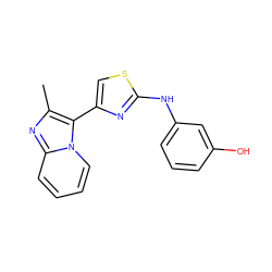 Cc1nc2ccccn2c1-c1csc(Nc2cccc(O)c2)n1 ZINC000004125591