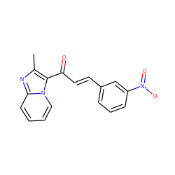 Cc1nc2ccccn2c1C(=O)/C=C/c1cccc([N+](=O)[O-])c1 ZINC000004002927