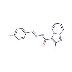 Cc1nc2ccccn2c1C(=O)N/N=C/c1ccc(F)cc1 ZINC000000109248