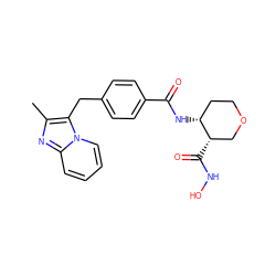 Cc1nc2ccccn2c1Cc1ccc(C(=O)N[C@@H]2CCOC[C@@H]2C(=O)NO)cc1 ZINC000029127202