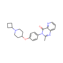 Cc1nc2cccnc2c(=O)n1-c1ccc(OC2CCN(C3CCC3)CC2)cc1 ZINC000040937988