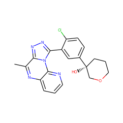 Cc1nc2cccnc2n2c(-c3cc([C@@]4(O)CCCOC4)ccc3Cl)nnc12 ZINC000145968031