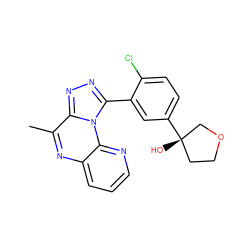 Cc1nc2cccnc2n2c(-c3cc([C@@]4(O)CCOC4)ccc3Cl)nnc12 ZINC000145746598