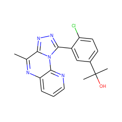 Cc1nc2cccnc2n2c(-c3cc(C(C)(C)O)ccc3Cl)nnc12 ZINC000145740092