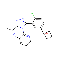 Cc1nc2cccnc2n2c(-c3cc(C4(O)CCC4)ccc3Cl)nnc12 ZINC000145744109