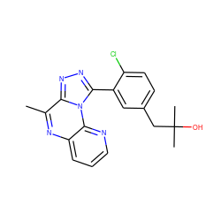 Cc1nc2cccnc2n2c(-c3cc(CC(C)(C)O)ccc3Cl)nnc12 ZINC000145742988