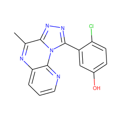 Cc1nc2cccnc2n2c(-c3cc(O)ccc3Cl)nnc12 ZINC000145708861