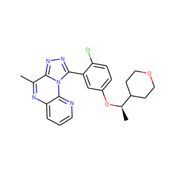 Cc1nc2cccnc2n2c(-c3cc(O[C@H](C)C4CCOCC4)ccc3Cl)nnc12 ZINC000145717518