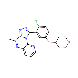 Cc1nc2cccnc2n2c(-c3cc(OC4CCOCC4)ccc3Cl)nnc12 ZINC000145711152