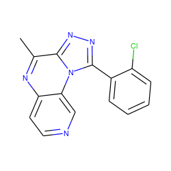 Cc1nc2ccncc2n2c(-c3ccccc3Cl)nnc12 ZINC000103257171