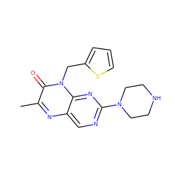 Cc1nc2cnc(N3CCNCC3)nc2n(Cc2cccs2)c1=O ZINC000004238687