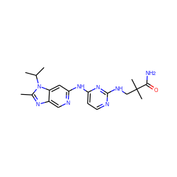 Cc1nc2cnc(Nc3ccnc(NCC(C)(C)C(N)=O)n3)cc2n1C(C)C ZINC000209355022