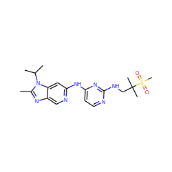 Cc1nc2cnc(Nc3ccnc(NCC(C)(C)S(C)(=O)=O)n3)cc2n1C(C)C ZINC000222752073