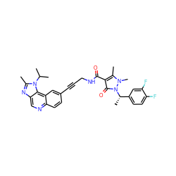 Cc1nc2cnc3ccc(C#CCNC(=O)c4c(C)n(C)n([C@@H](C)c5ccc(F)c(F)c5)c4=O)cc3c2n1C(C)C ZINC000169710230