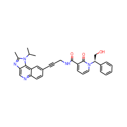 Cc1nc2cnc3ccc(C#CCNC(=O)c4cccn([C@@H](CO)c5ccccc5)c4=O)cc3c2n1C(C)C ZINC000169710234