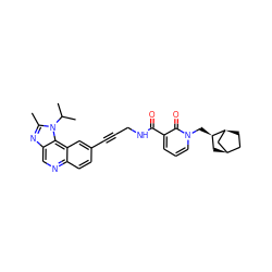 Cc1nc2cnc3ccc(C#CCNC(=O)c4cccn(C[C@@H]5C[C@@H]6CC[C@H]5C6)c4=O)cc3c2n1C(C)C ZINC000149583189