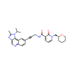 Cc1nc2cnc3ccc(C#CCNC(=O)c4cccn(C[C@@H]5CCCCO5)c4=O)cc3c2n1C(C)C ZINC000169710237