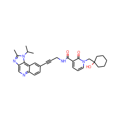 Cc1nc2cnc3ccc(C#CCNC(=O)c4cccn(CC5(O)CCCCC5)c4=O)cc3c2n1C(C)C ZINC000169710240