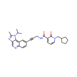 Cc1nc2cnc3ccc(C#CCNC(=O)c4cccn(CC5CCCC5)c4=O)cc3c2n1C(C)C ZINC000169710239