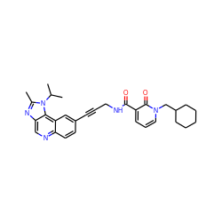 Cc1nc2cnc3ccc(C#CCNC(=O)c4cccn(CC5CCCCC5)c4=O)cc3c2n1C(C)C ZINC000169710232