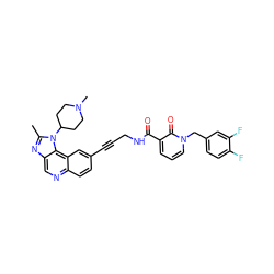 Cc1nc2cnc3ccc(C#CCNC(=O)c4cccn(Cc5ccc(F)c(F)c5)c4=O)cc3c2n1C1CCN(C)CC1 ZINC000169710248