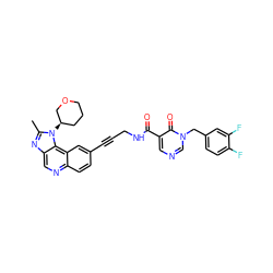 Cc1nc2cnc3ccc(C#CCNC(=O)c4cncn(Cc5ccc(F)c(F)c5)c4=O)cc3c2n1[C@@H]1CCCOC1 ZINC000169710270