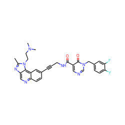 Cc1nc2cnc3ccc(C#CCNC(=O)c4cncn(Cc5ccc(F)c(F)c5)c4=O)cc3c2n1CCN(C)C ZINC000169710260